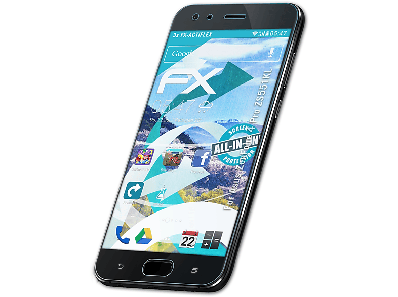 ATFOLIX 3x FX-ActiFleX Asus ZenFone (ZS551KL)) Displayschutz(für Pro 4