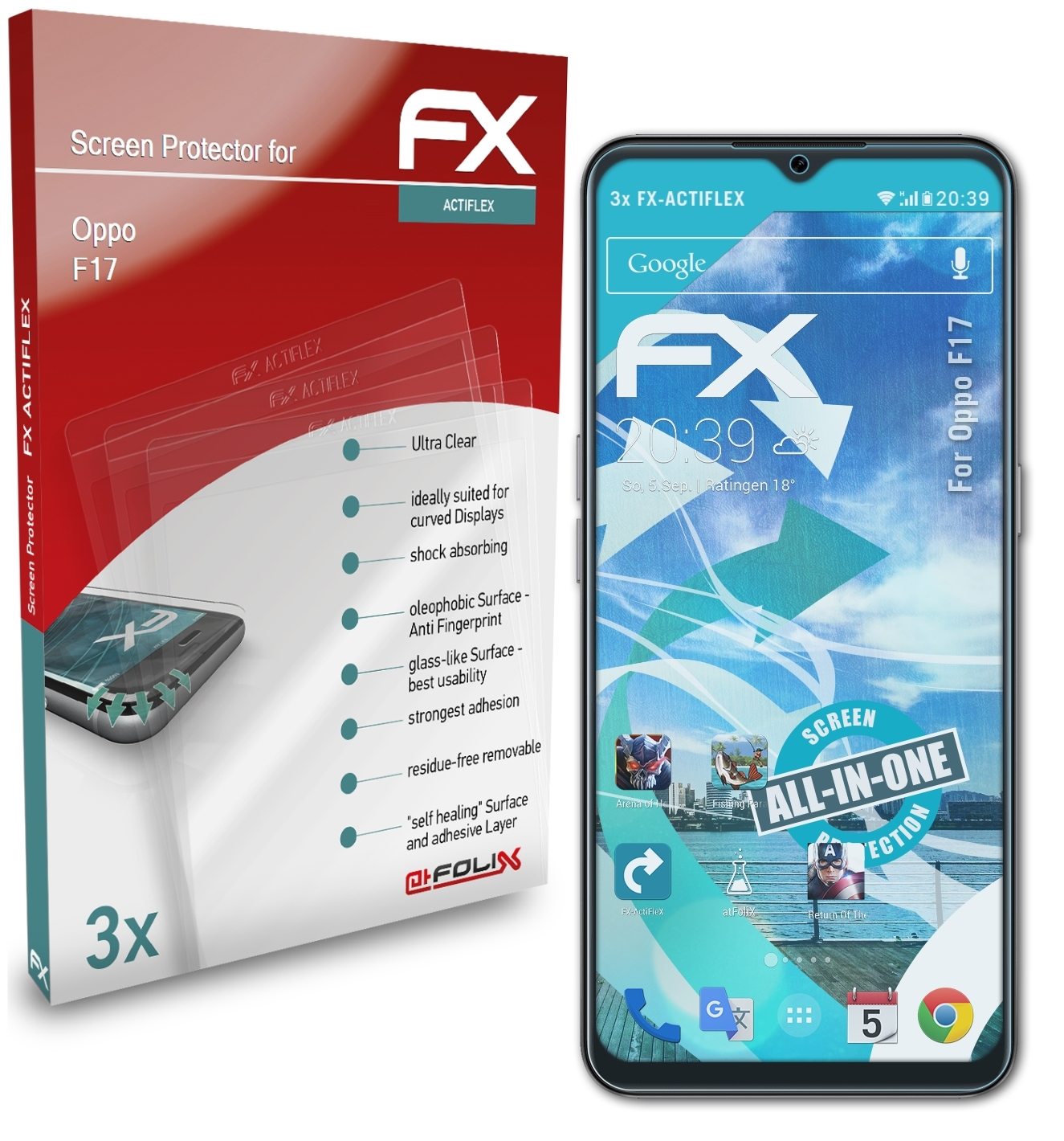 ATFOLIX 3x FX-ActiFleX Displayschutz(für Oppo F17)