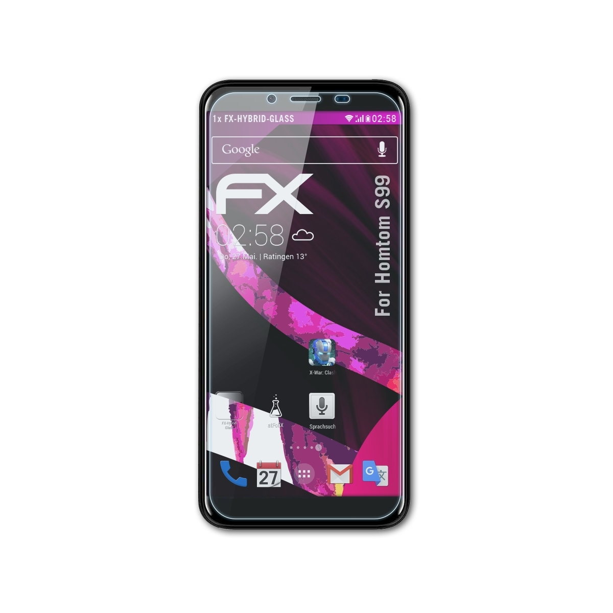 S99) FX-Hybrid-Glass ATFOLIX Schutzglas(für Homtom