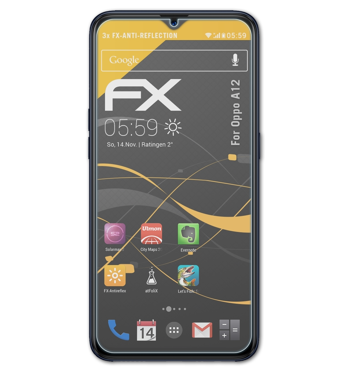 ATFOLIX 3x FX-Antireflex Displayschutz(für Oppo A12)