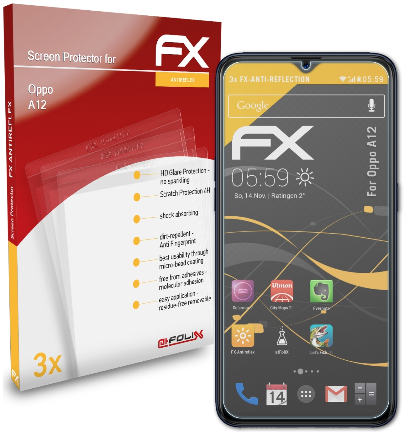 FX-Antireflex 3x ATFOLIX Displayschutz(für A12) Oppo