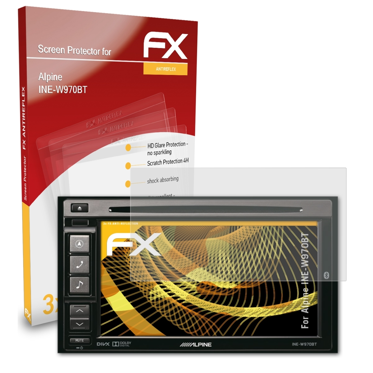 INE-W970BT) FX-Antireflex ATFOLIX 3x Displayschutz(für Alpine