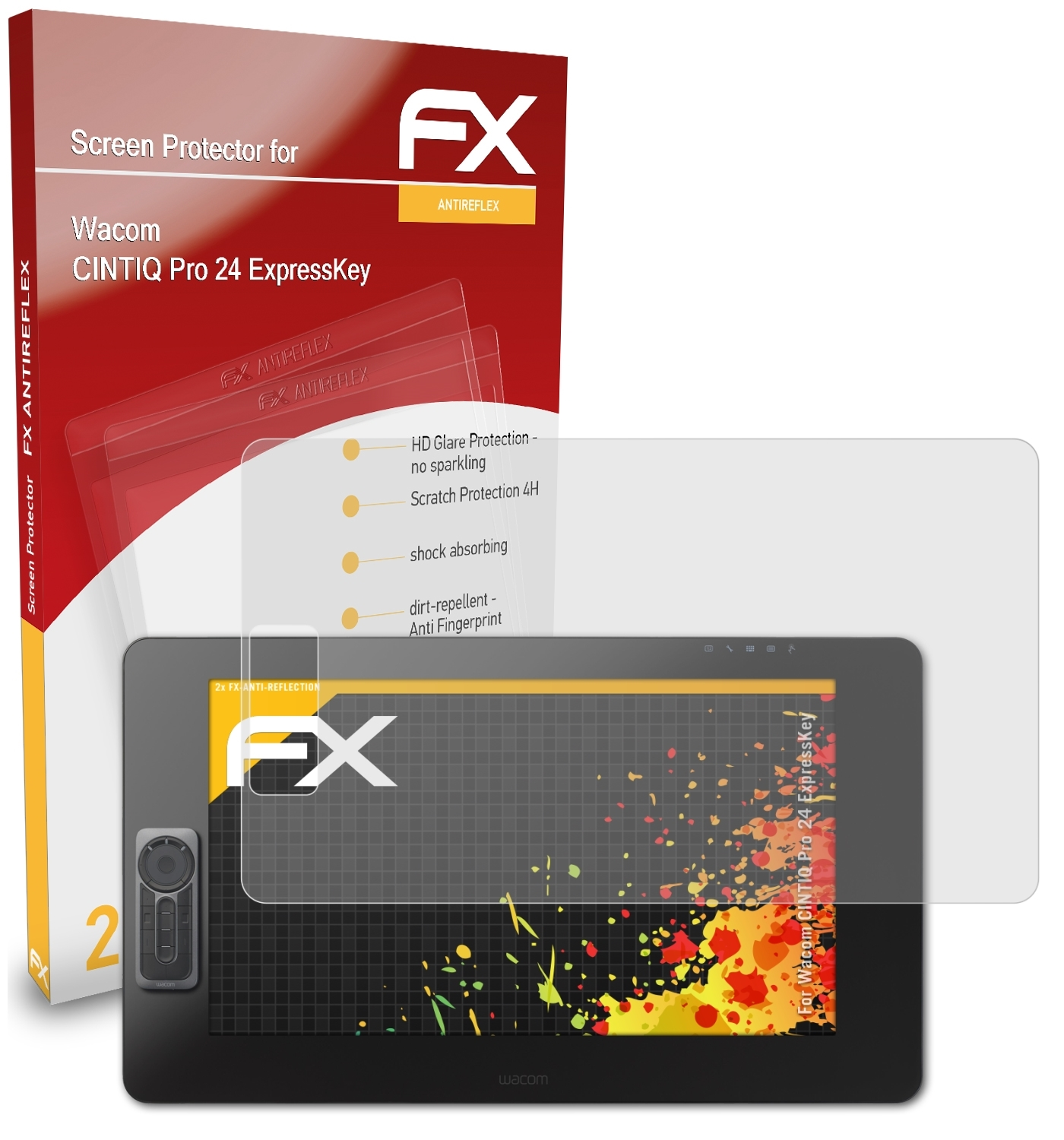 2x FX-Antireflex ATFOLIX (ExpressKey)) 24 Wacom Displayschutz(für Pro CINTIQ