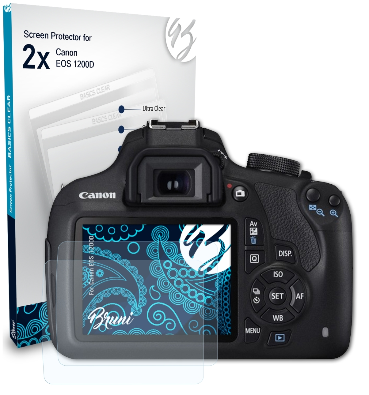 BRUNI 2x Basics-Clear Schutzfolie(für 1200D) Canon EOS