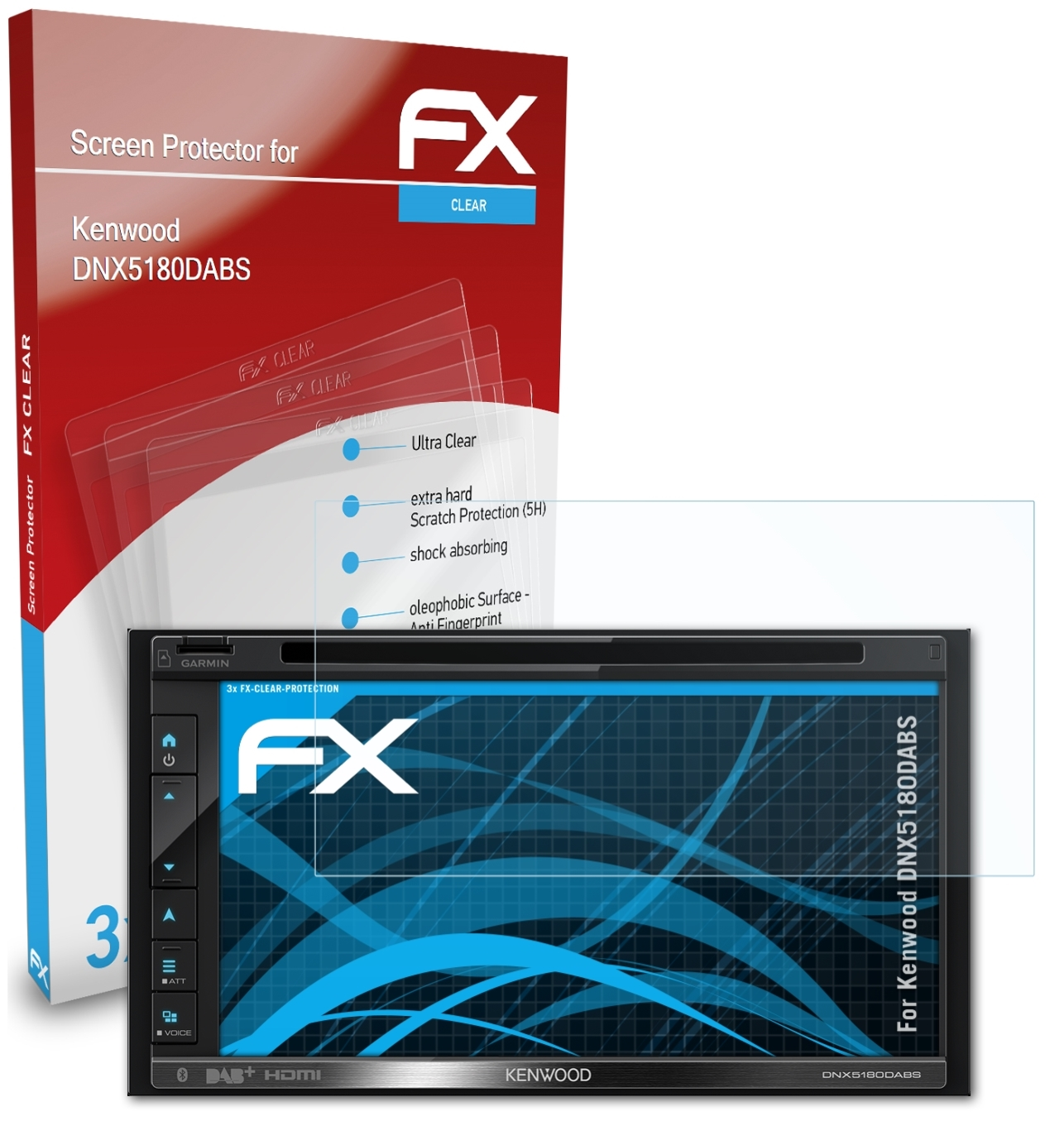 ATFOLIX 3x DNX5180DABS) FX-Clear Kenwood Displayschutz(für