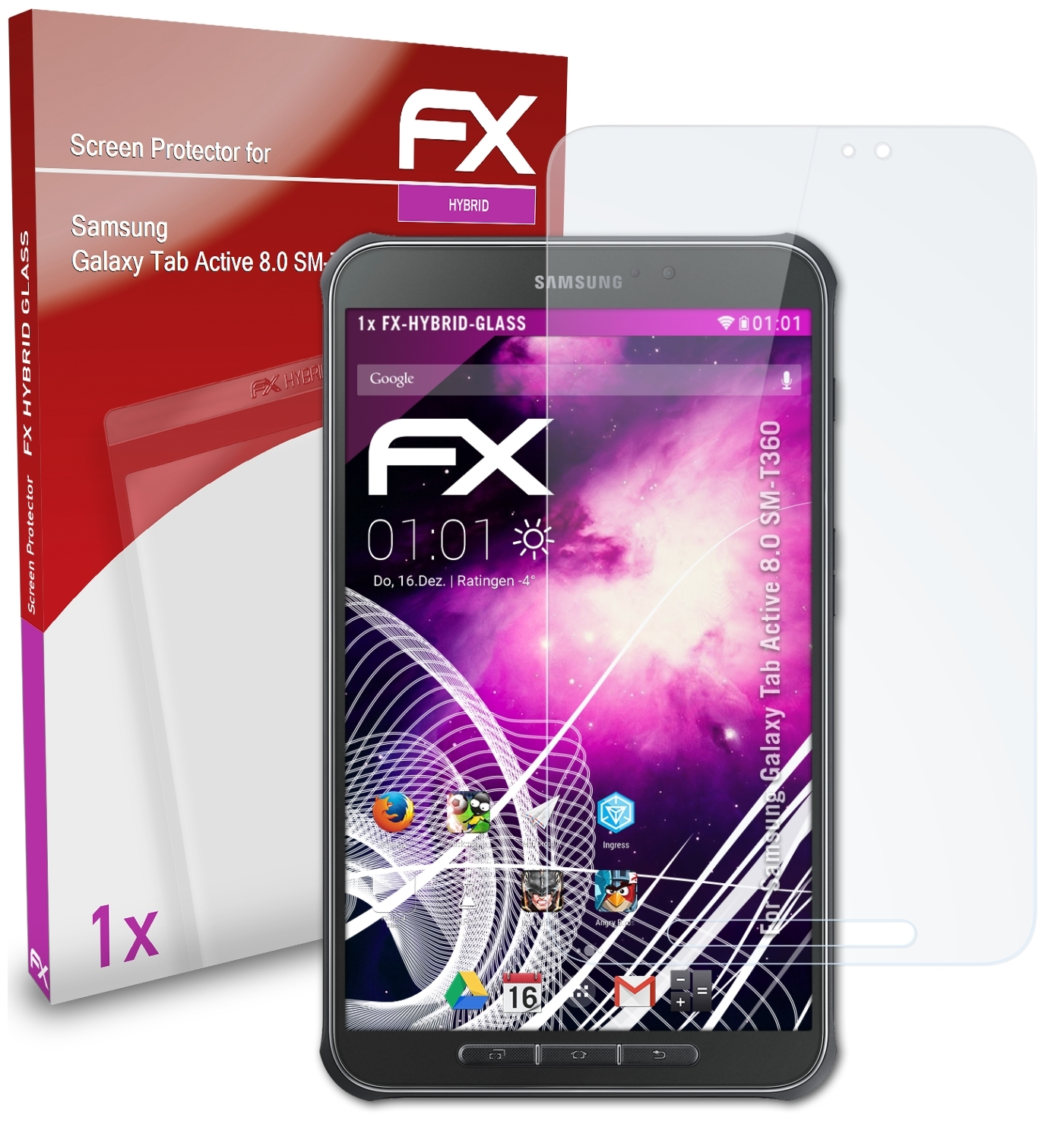 ATFOLIX Samsung Galaxy Tab Active FX-Hybrid-Glass Schutzglas(für 8.0 (SM-T360))
