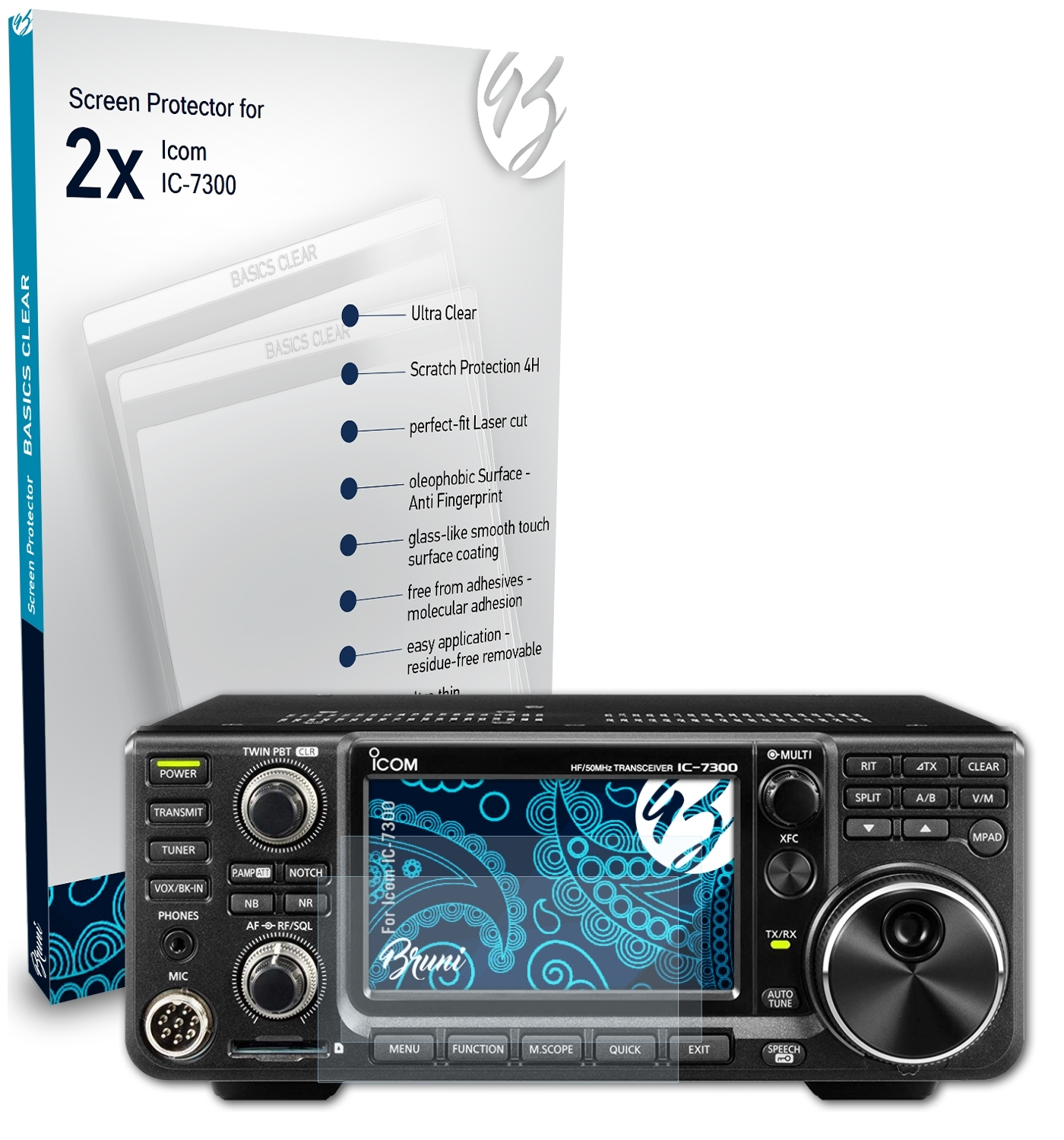 Basics-Clear IC-7300) Icom Schutzfolie(für BRUNI 2x