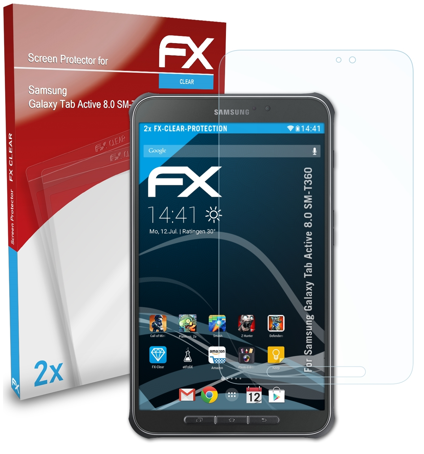 ATFOLIX 2x FX-Clear Displayschutz(für Samsung Galaxy Tab 8.0 Active (SM-T360))