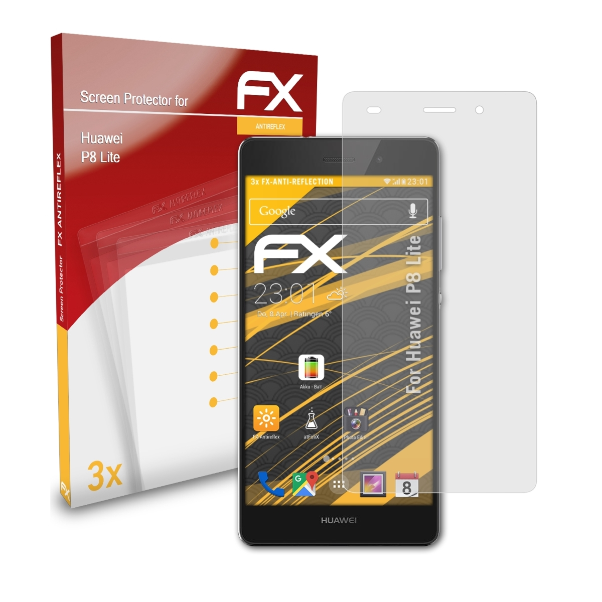 P8 FX-Antireflex Huawei ATFOLIX Lite) Displayschutz(für 3x