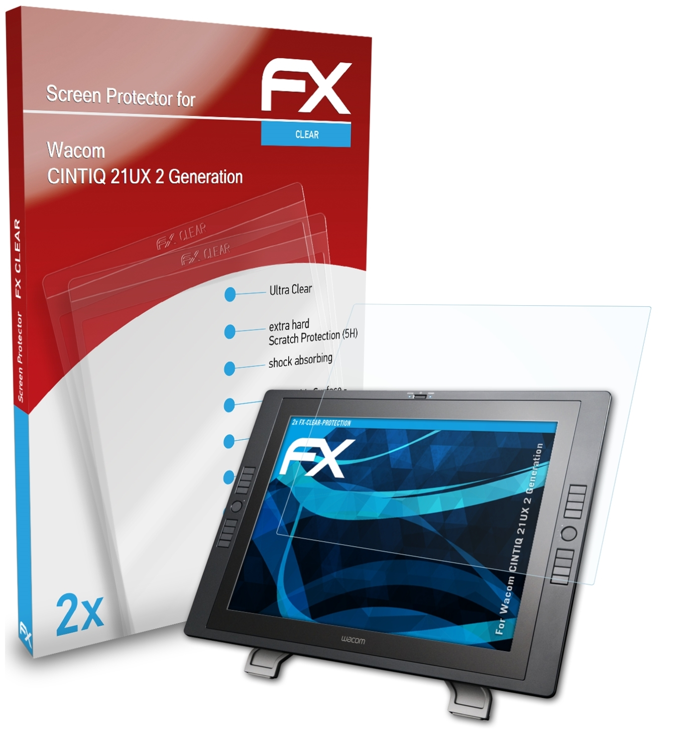 ATFOLIX 2x Wacom FX-Clear 21UX Displayschutz(für Generation)) (2 CINTIQ