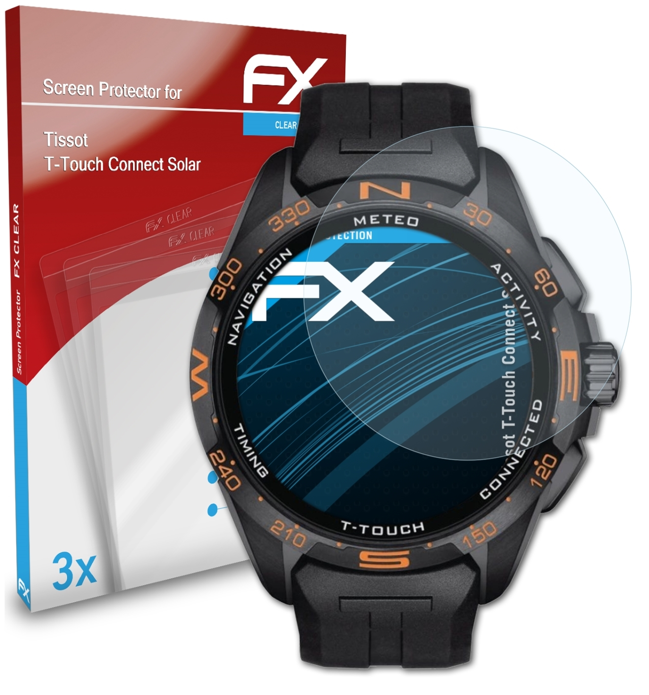 ATFOLIX 3x FX-Clear Displayschutz(für Connect Solar) Tissot T-Touch