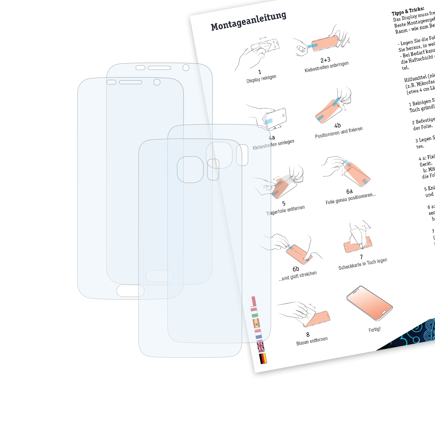 BRUNI 2x Basics-Clear Schutzfolie(für Galaxy Samsung S6)