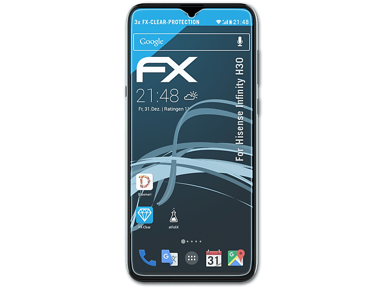 ATFOLIX 3x FX-Clear Displayschutz(für Hisense Infinity H30)