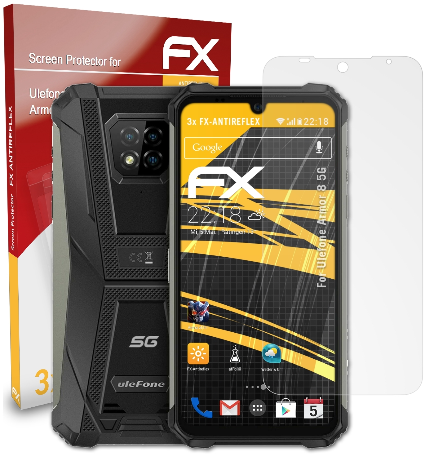 Armor FX-Antireflex 5G) Displayschutz(für 3x 8 Ulefone ATFOLIX