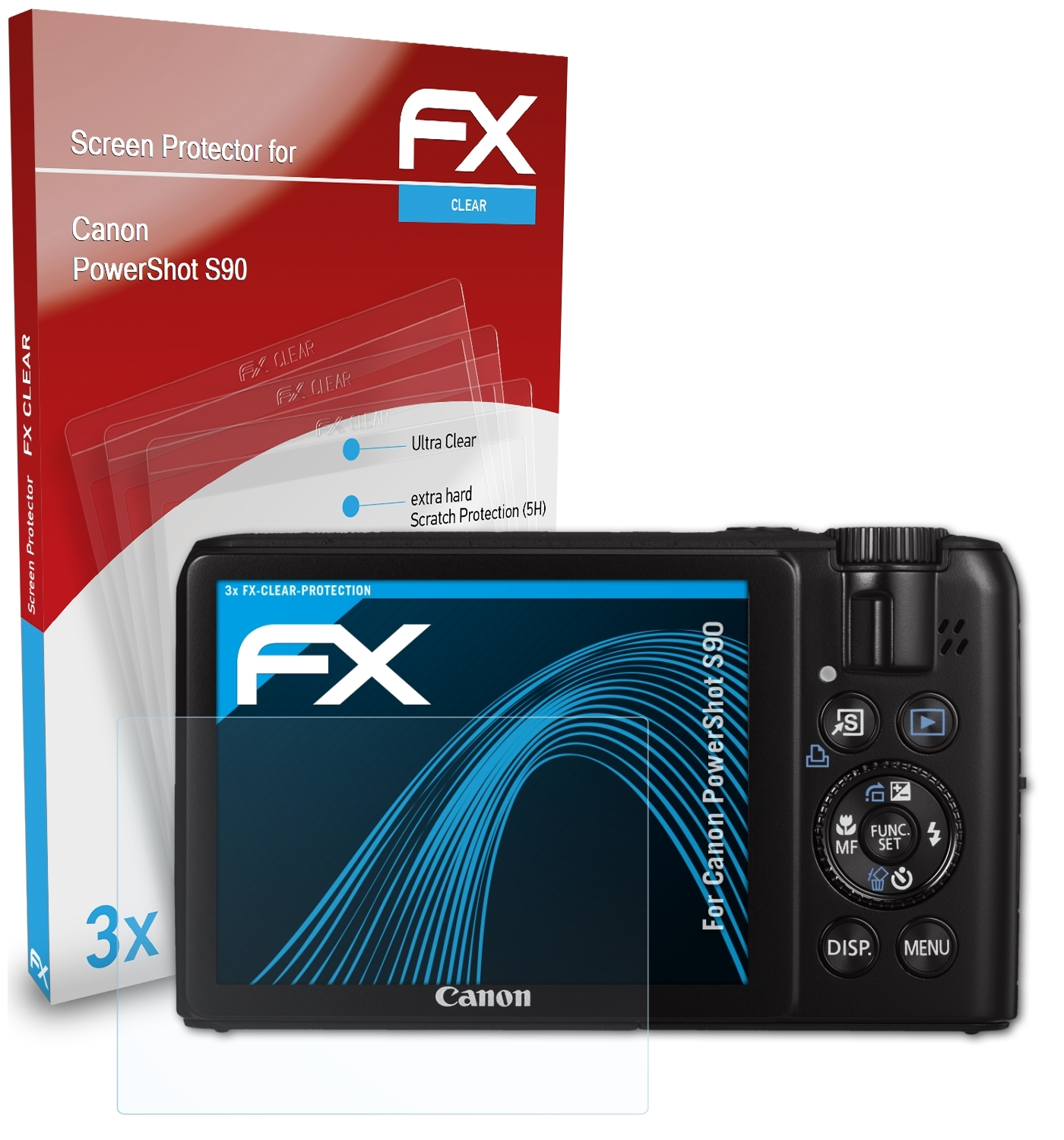 ATFOLIX 3x Displayschutz(für FX-Clear PowerShot Canon S90)