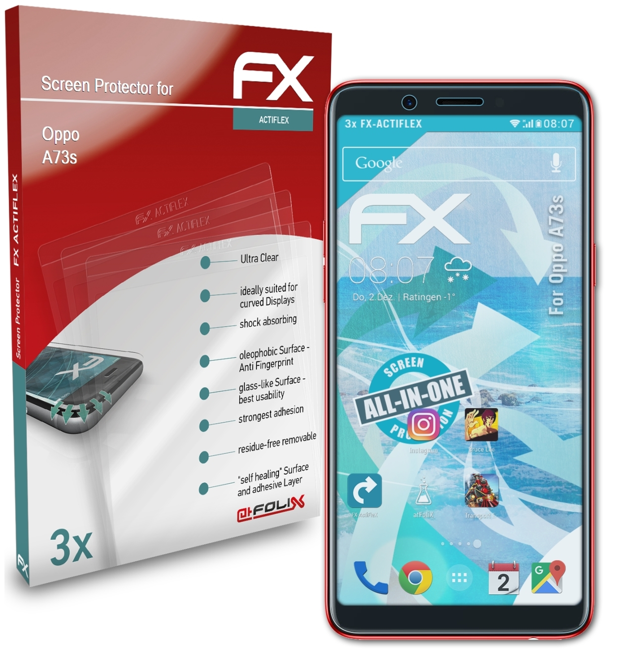 ATFOLIX 3x FX-ActiFleX Oppo Displayschutz(für A73s)