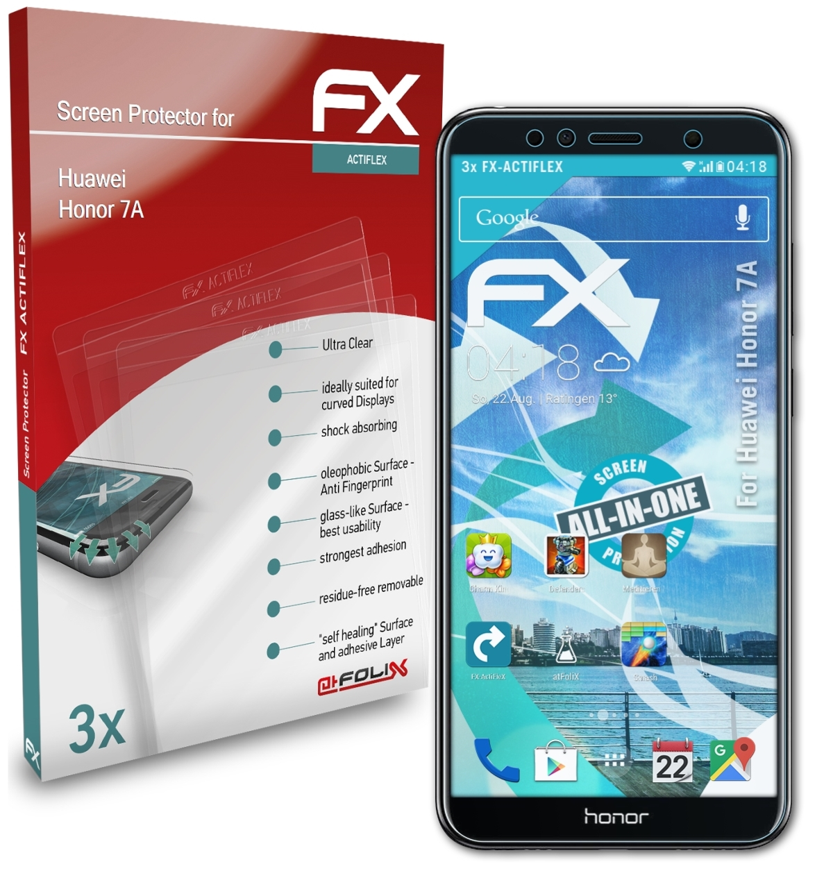 3x 7A) FX-ActiFleX Displayschutz(für Honor ATFOLIX Huawei