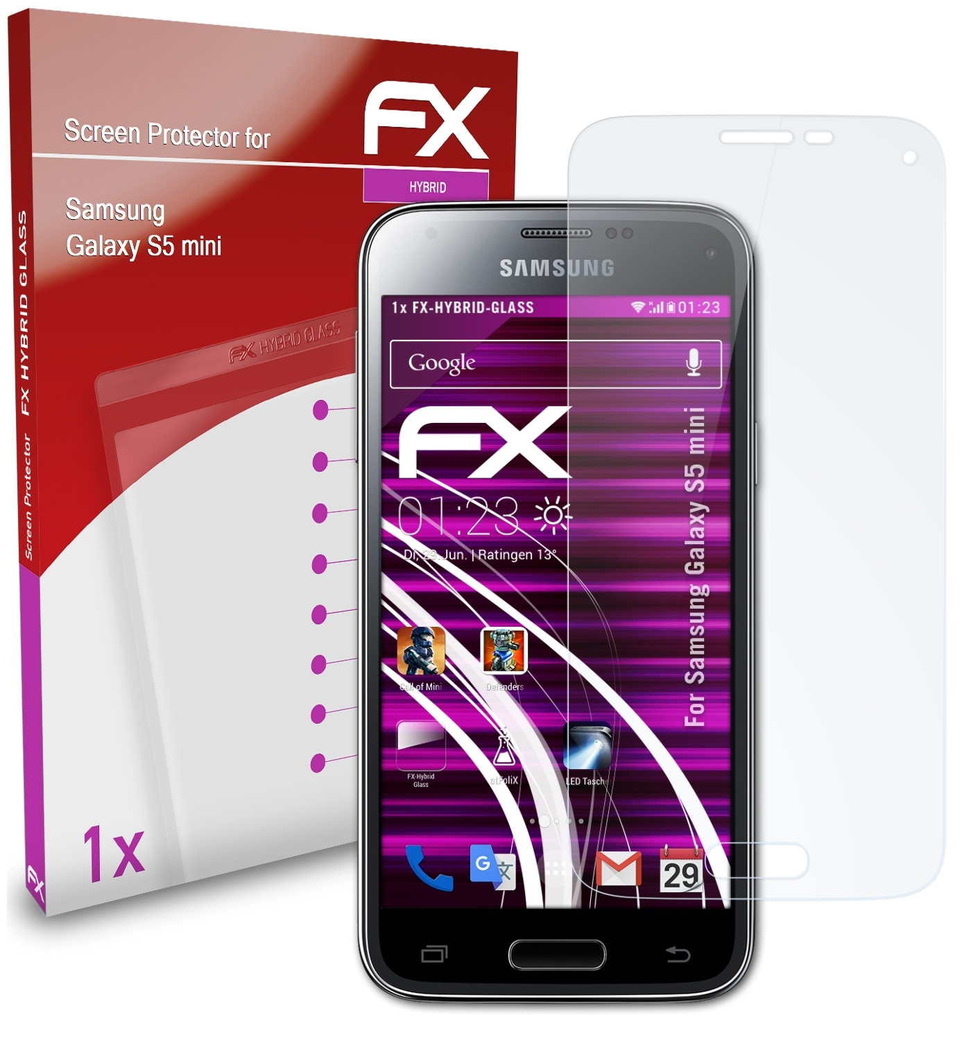ATFOLIX FX-Hybrid-Glass Schutzglas(für Samsung Galaxy S5 mini)