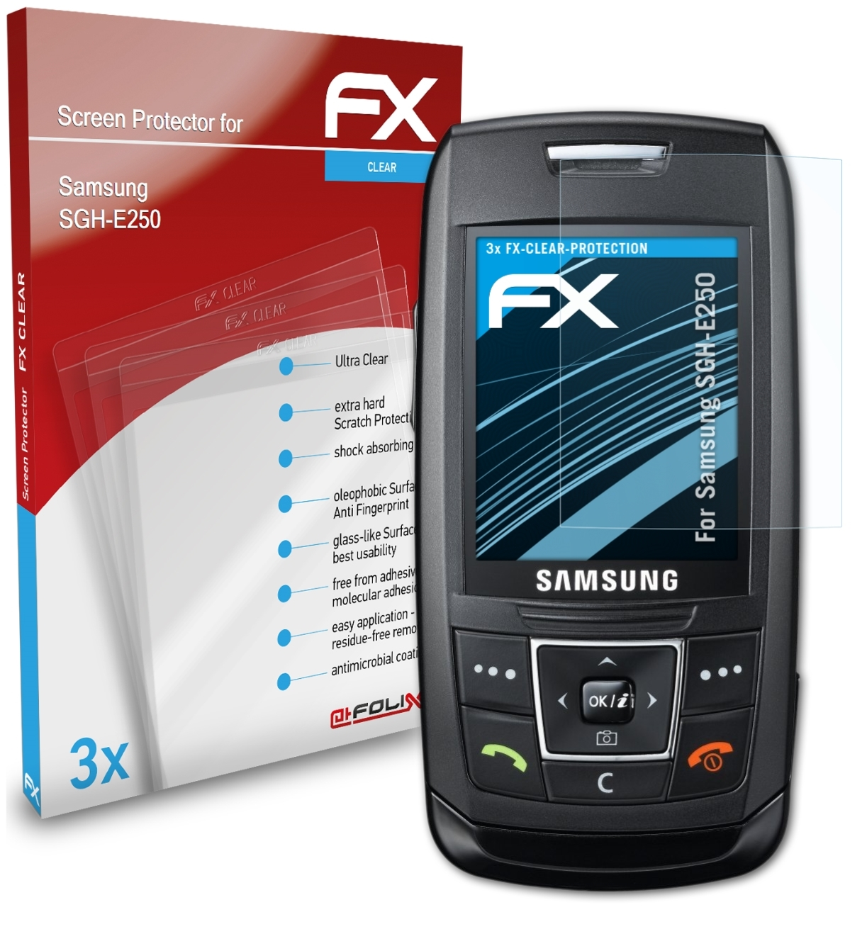 FX-Clear ATFOLIX Displayschutz(für SGH-E250) 3x Samsung