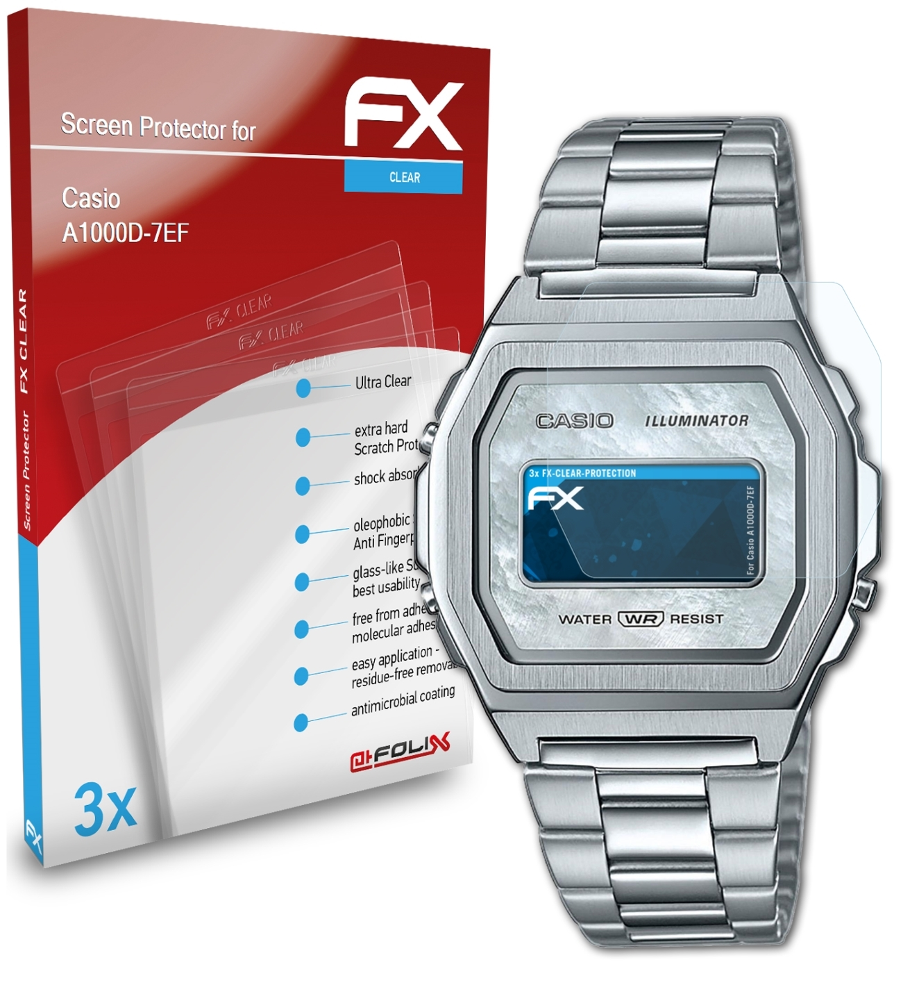ATFOLIX 3x FX-Clear Displayschutz(für Casio A1000D-7EF)