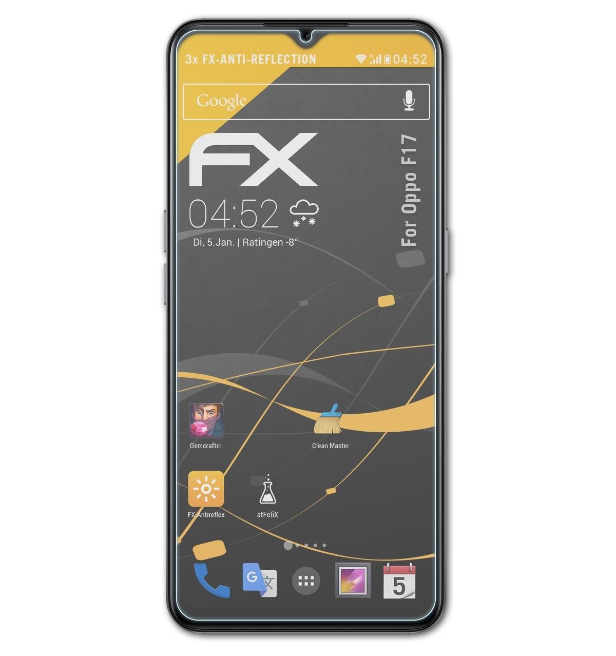 ATFOLIX 3x F17) FX-Antireflex Displayschutz(für Oppo