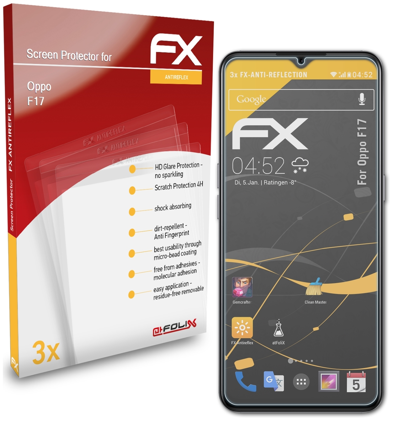 ATFOLIX 3x FX-Antireflex Displayschutz(für F17) Oppo