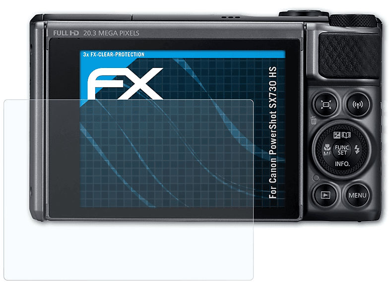 ATFOLIX 3x FX-Clear Displayschutz(für HS) SX730 Canon PowerShot