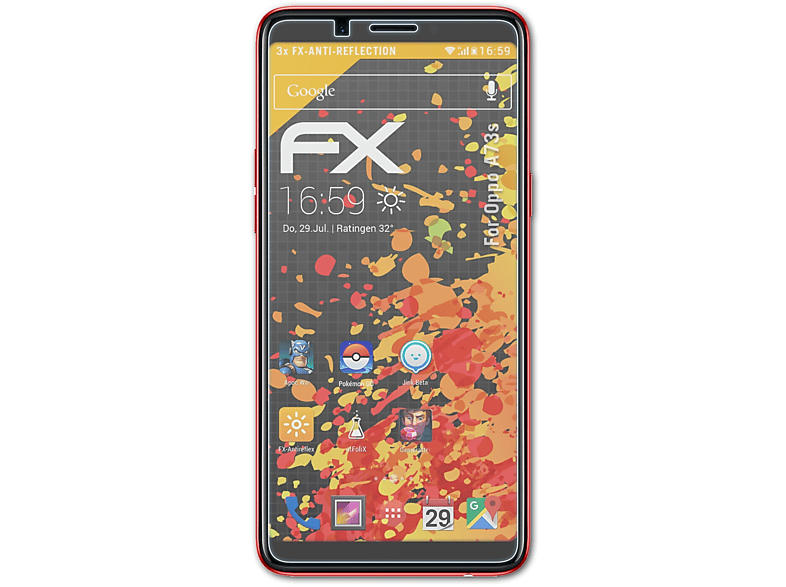ATFOLIX 3x Displayschutz(für Oppo FX-Antireflex A73s)