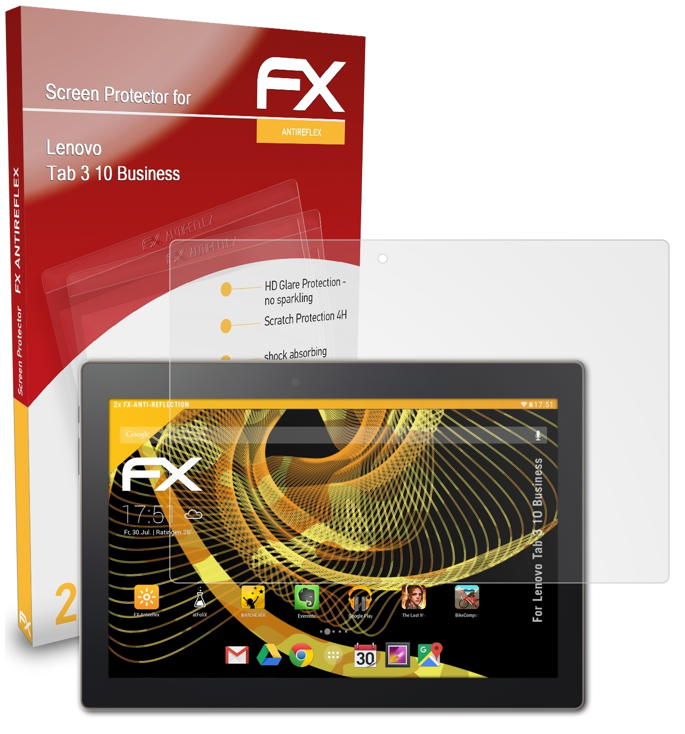 3 FX-Antireflex Lenovo Tab Business) 2x Displayschutz(für 10 ATFOLIX