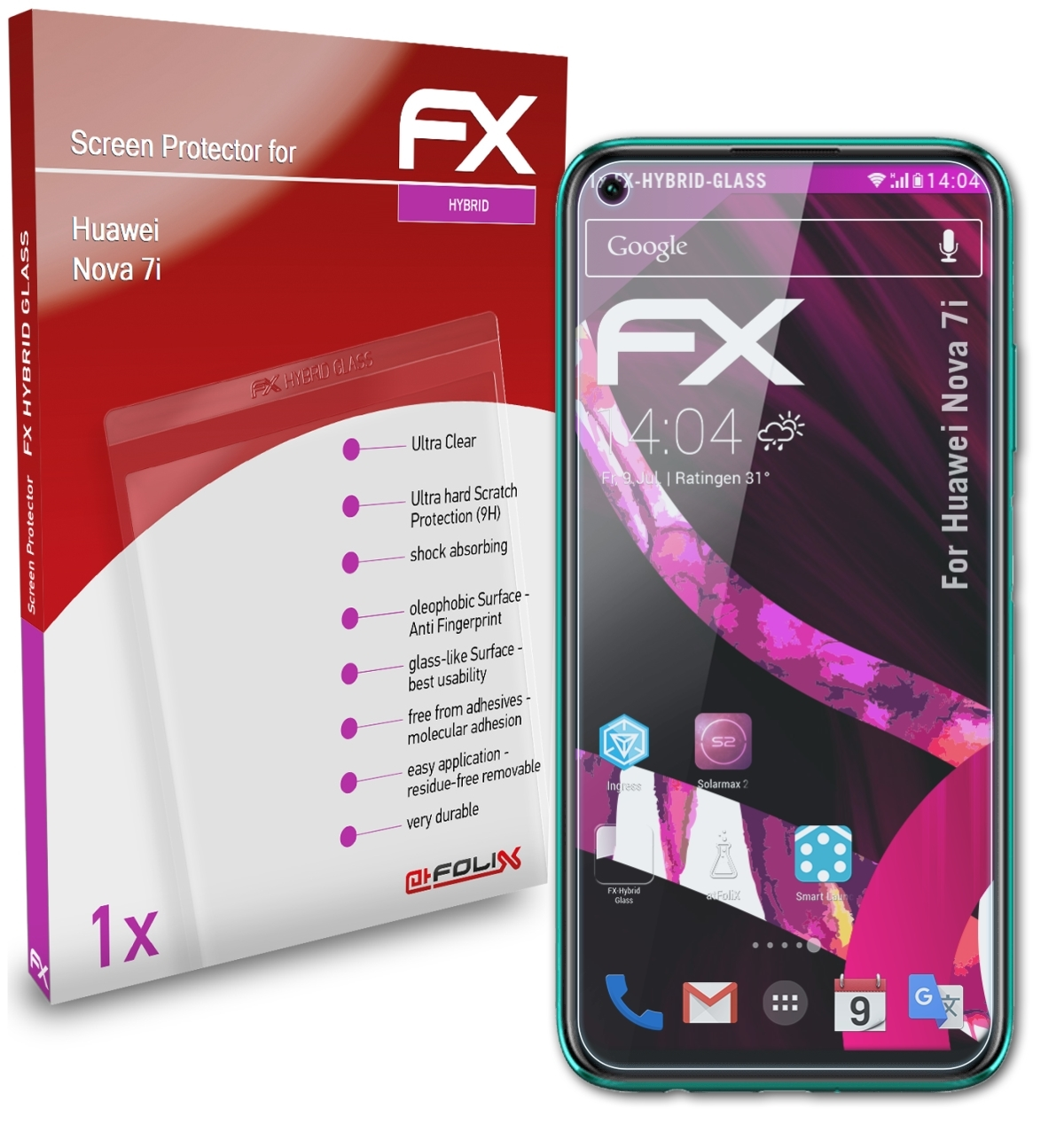ATFOLIX FX-Hybrid-Glass Schutzglas(für Nova Huawei 7i)