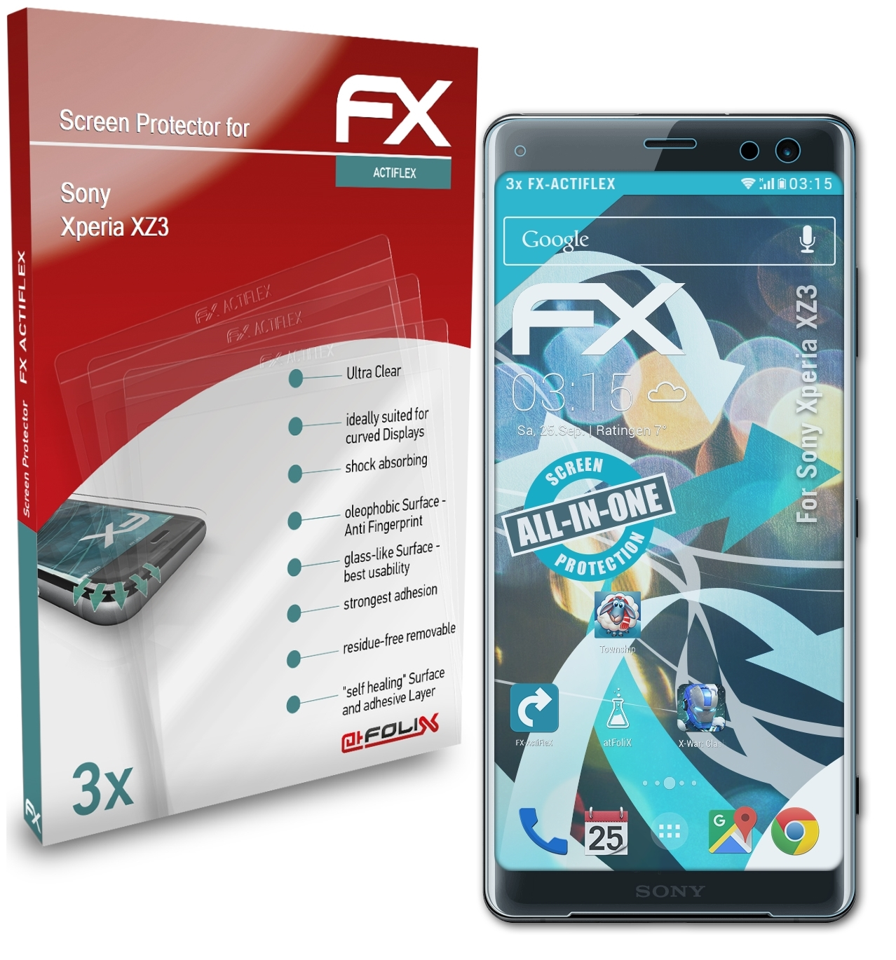 Displayschutz(für XZ3) 3x FX-ActiFleX Xperia ATFOLIX Sony