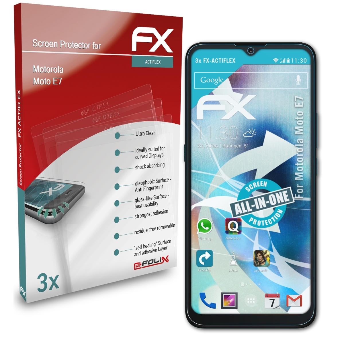 3x E7) Moto Motorola FX-ActiFleX ATFOLIX Displayschutz(für