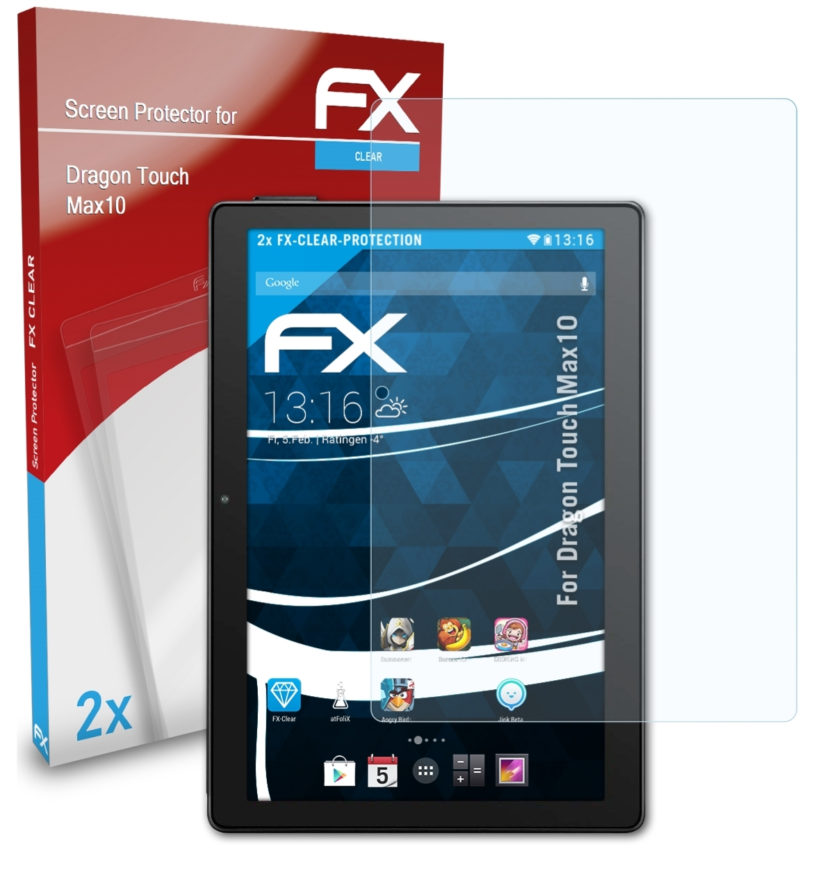 ATFOLIX FX-Clear Max10) Touch 2x Displayschutz(für Dragon