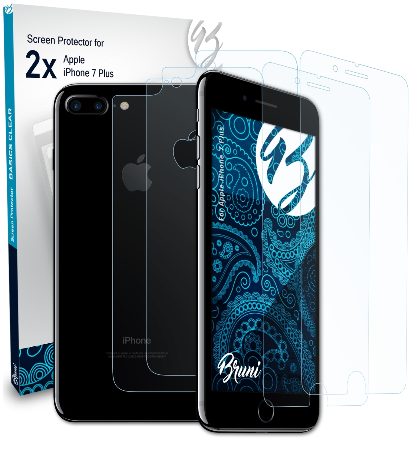 BRUNI 2x 7 Apple Basics-Clear Plus) iPhone Schutzfolie(für