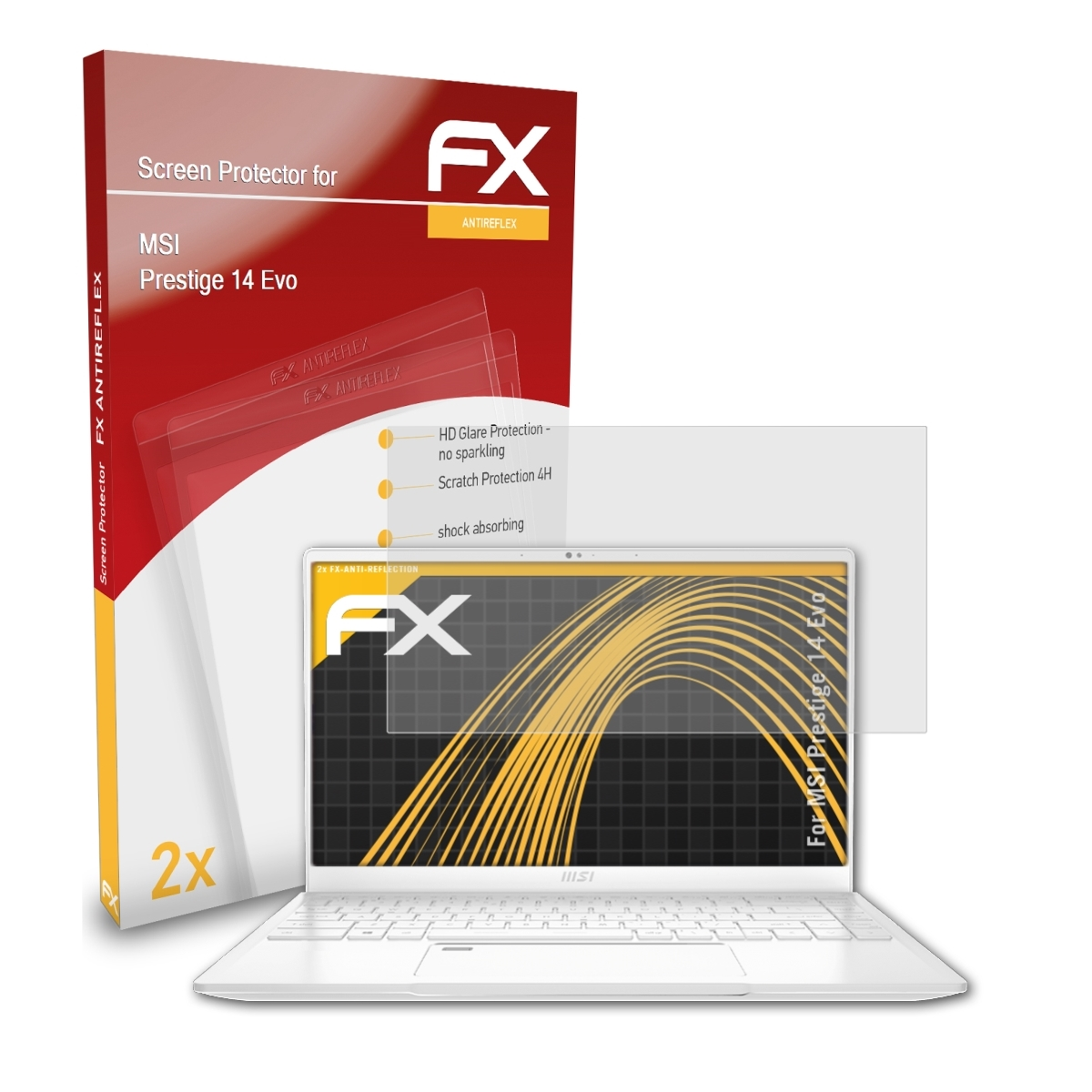ATFOLIX 2x FX-Antireflex MSI 14 Evo) Displayschutz(für Prestige