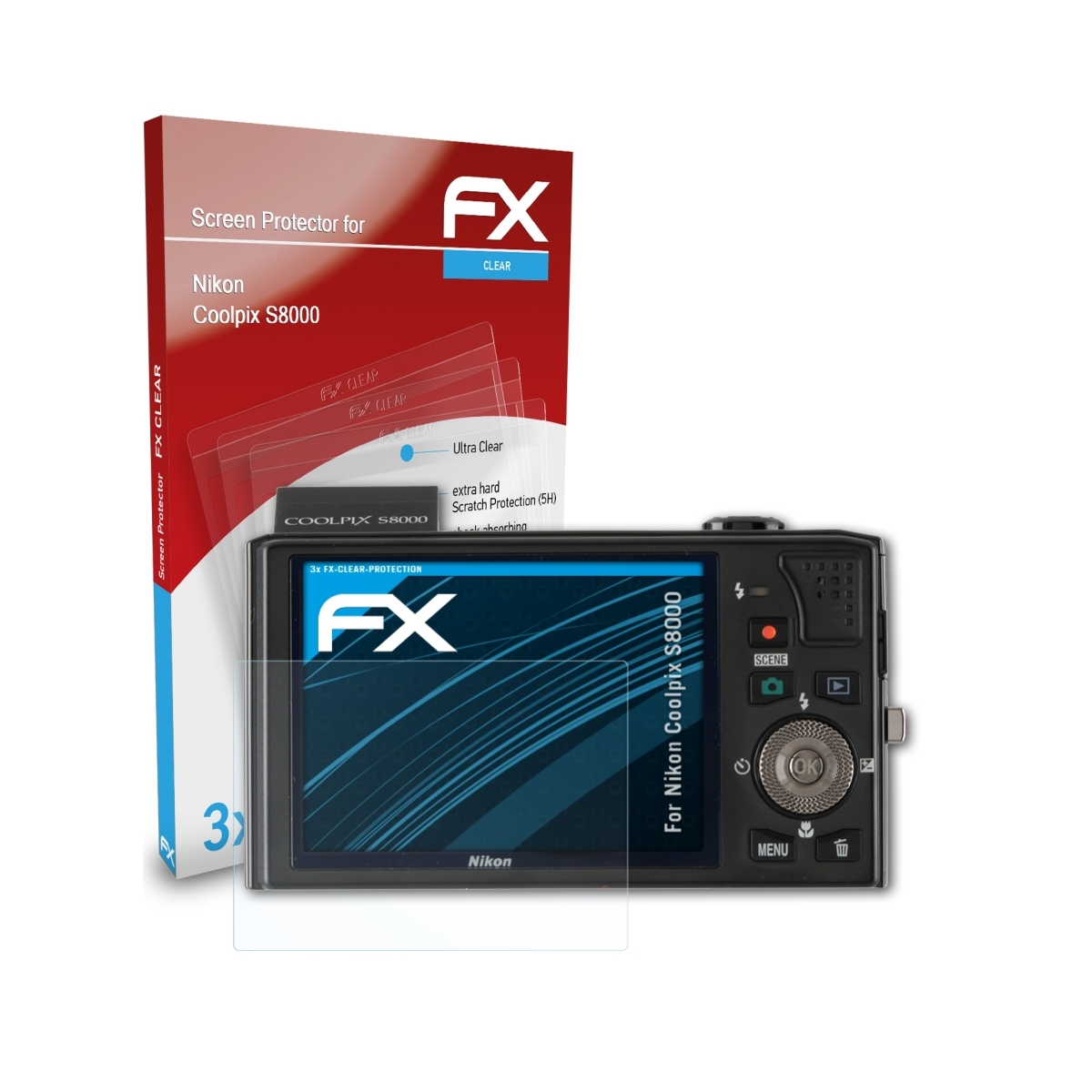 ATFOLIX 3x Nikon S8000) Coolpix FX-Clear Displayschutz(für