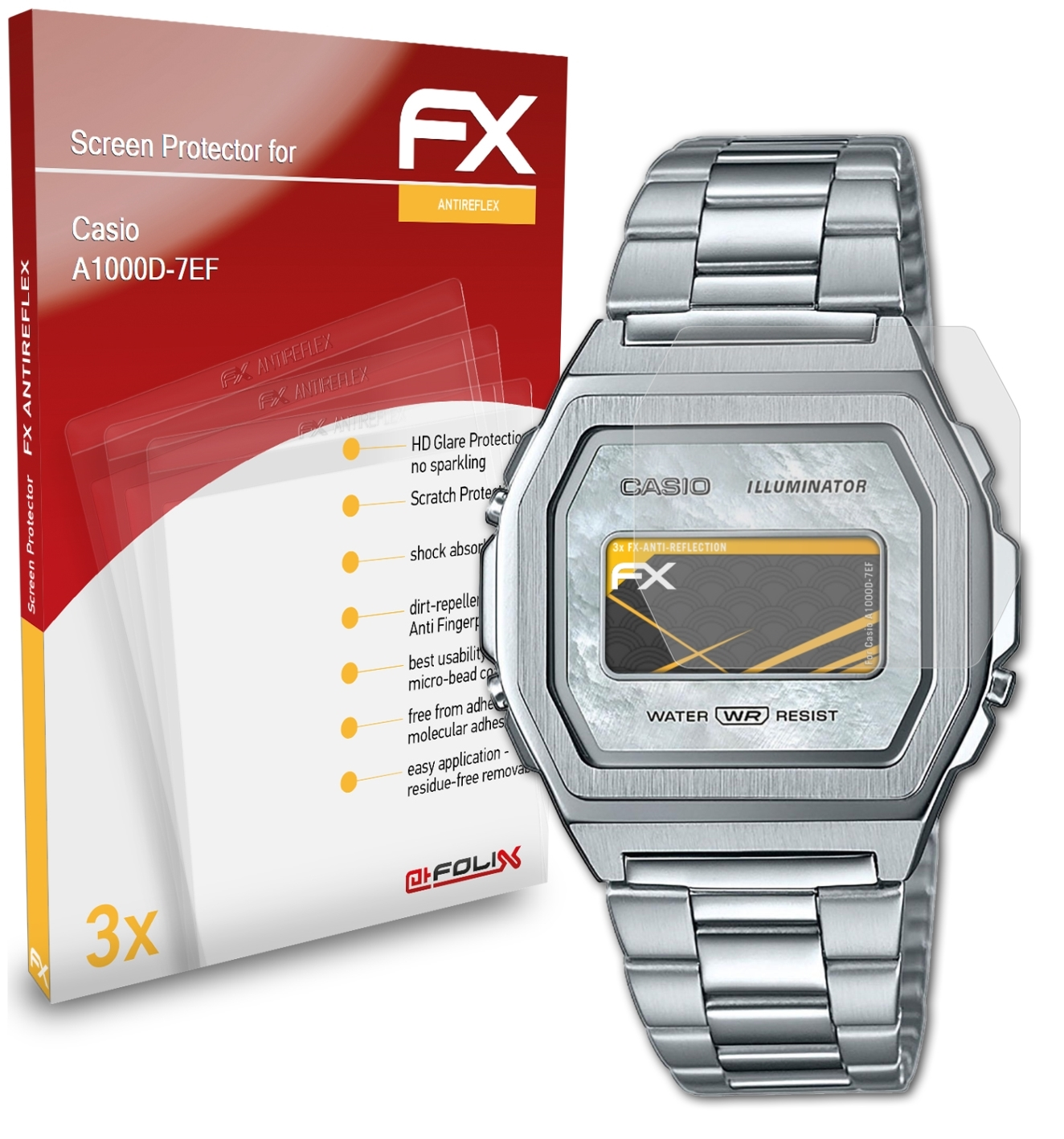 Casio 3x Displayschutz(für A1000D-7EF) FX-Antireflex ATFOLIX