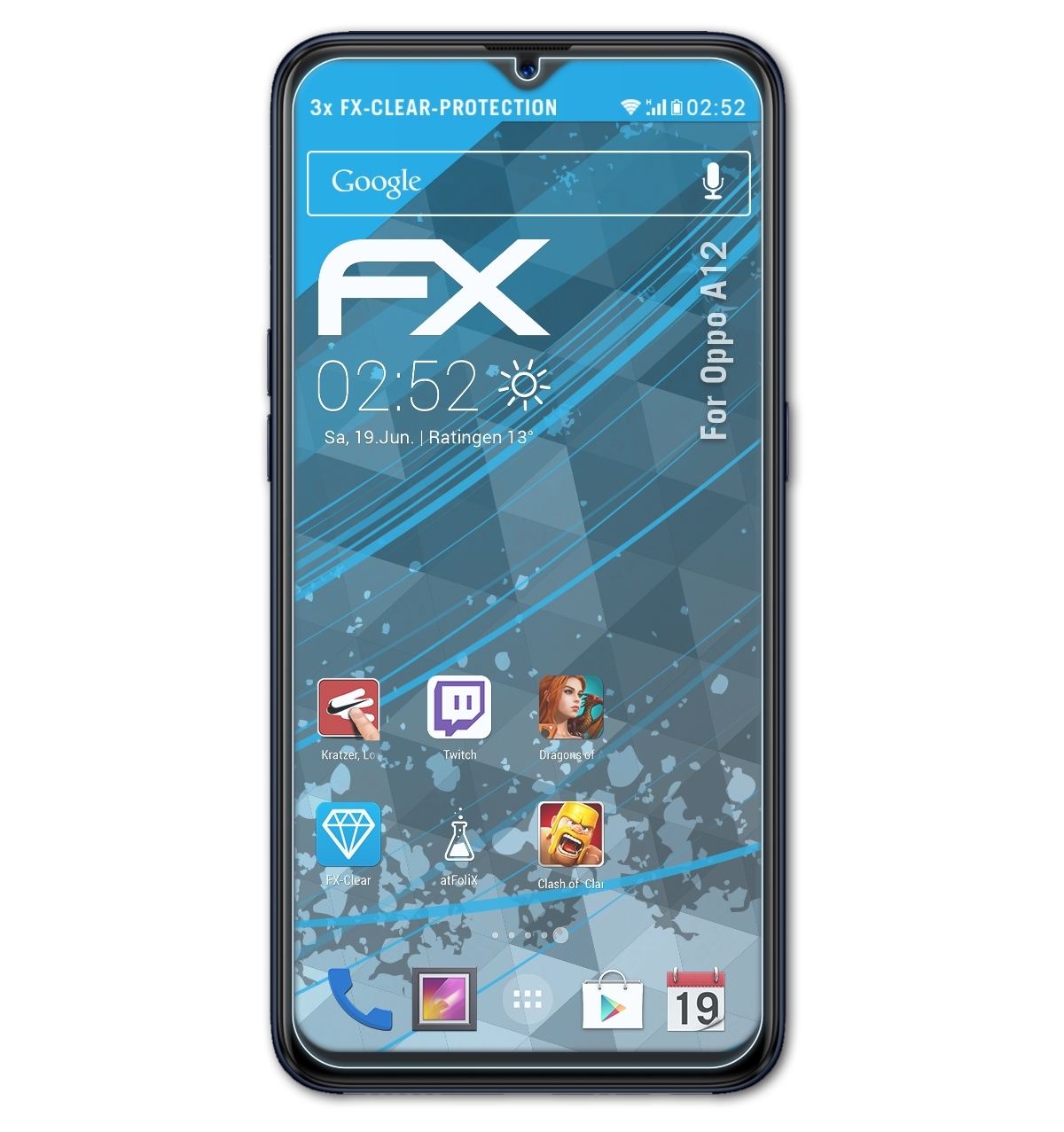 ATFOLIX 3x FX-Clear Displayschutz(für A12) Oppo