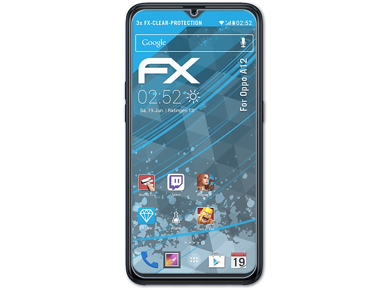 ATFOLIX 3x FX-Clear Displayschutz(für Oppo A12)