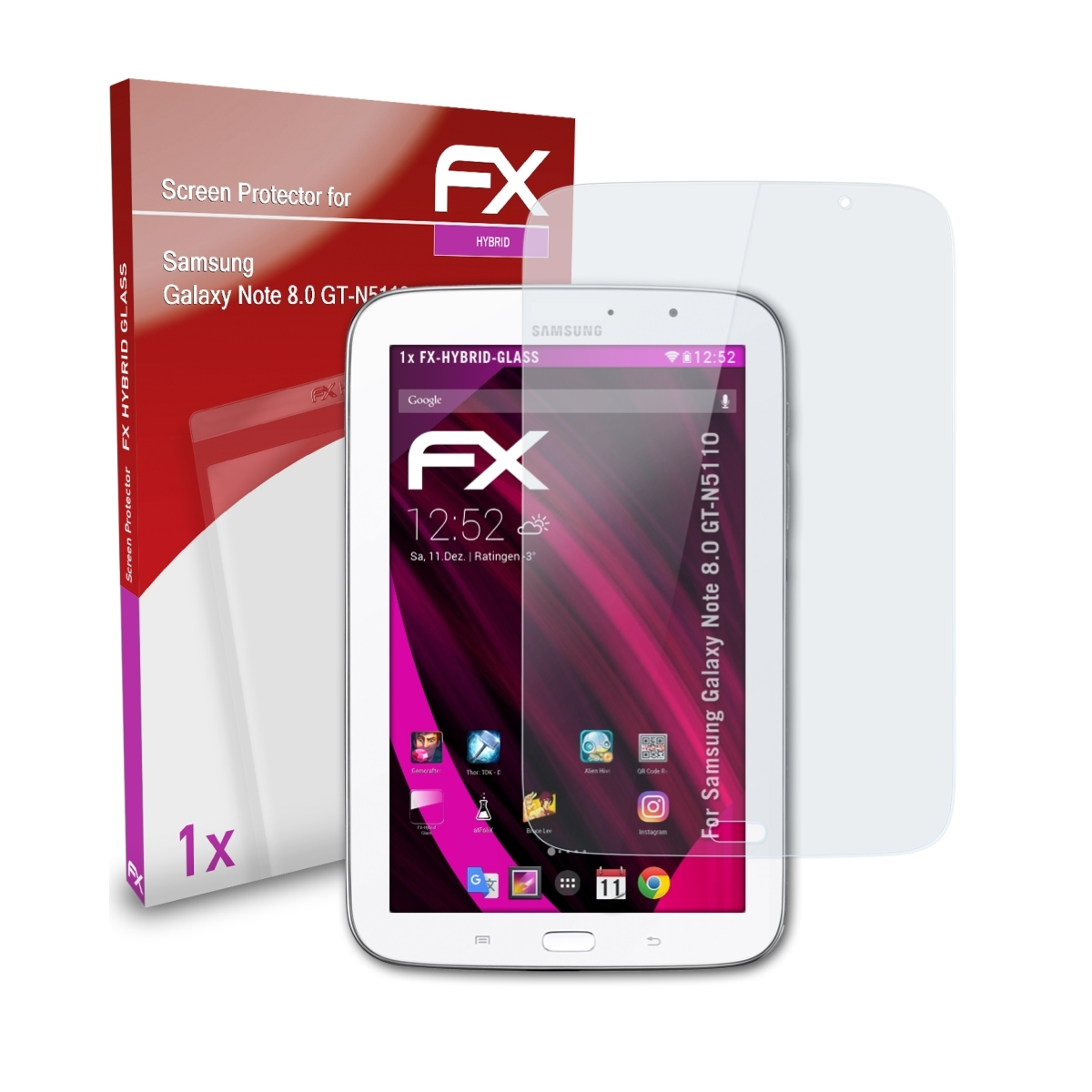 ATFOLIX FX-Hybrid-Glass Schutzglas(für Samsung (GT-N5110)) Galaxy 8.0 Note