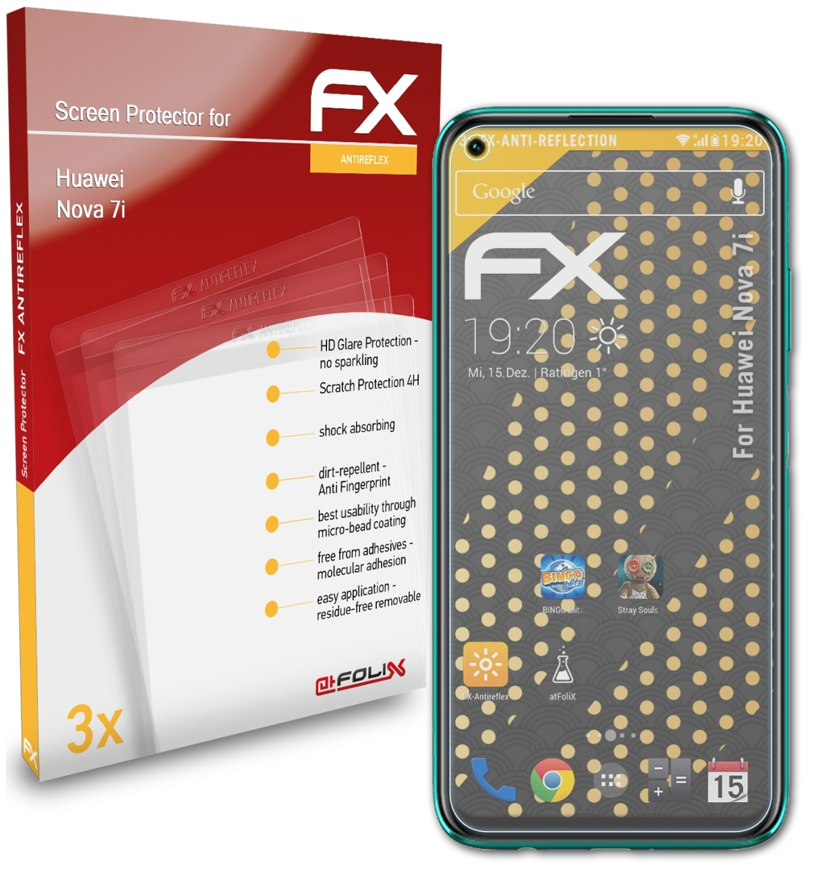 ATFOLIX 7i) Nova 3x FX-Antireflex Huawei Displayschutz(für