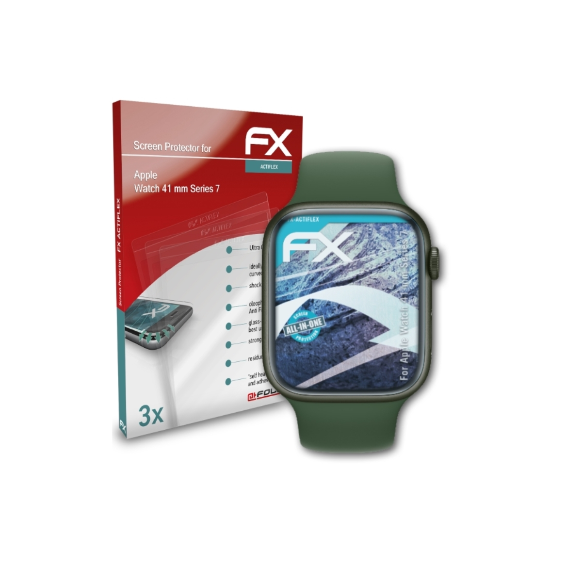 ATFOLIX 3x 7)) Apple mm FX-ActiFleX Watch (Series 41 Displayschutz(für