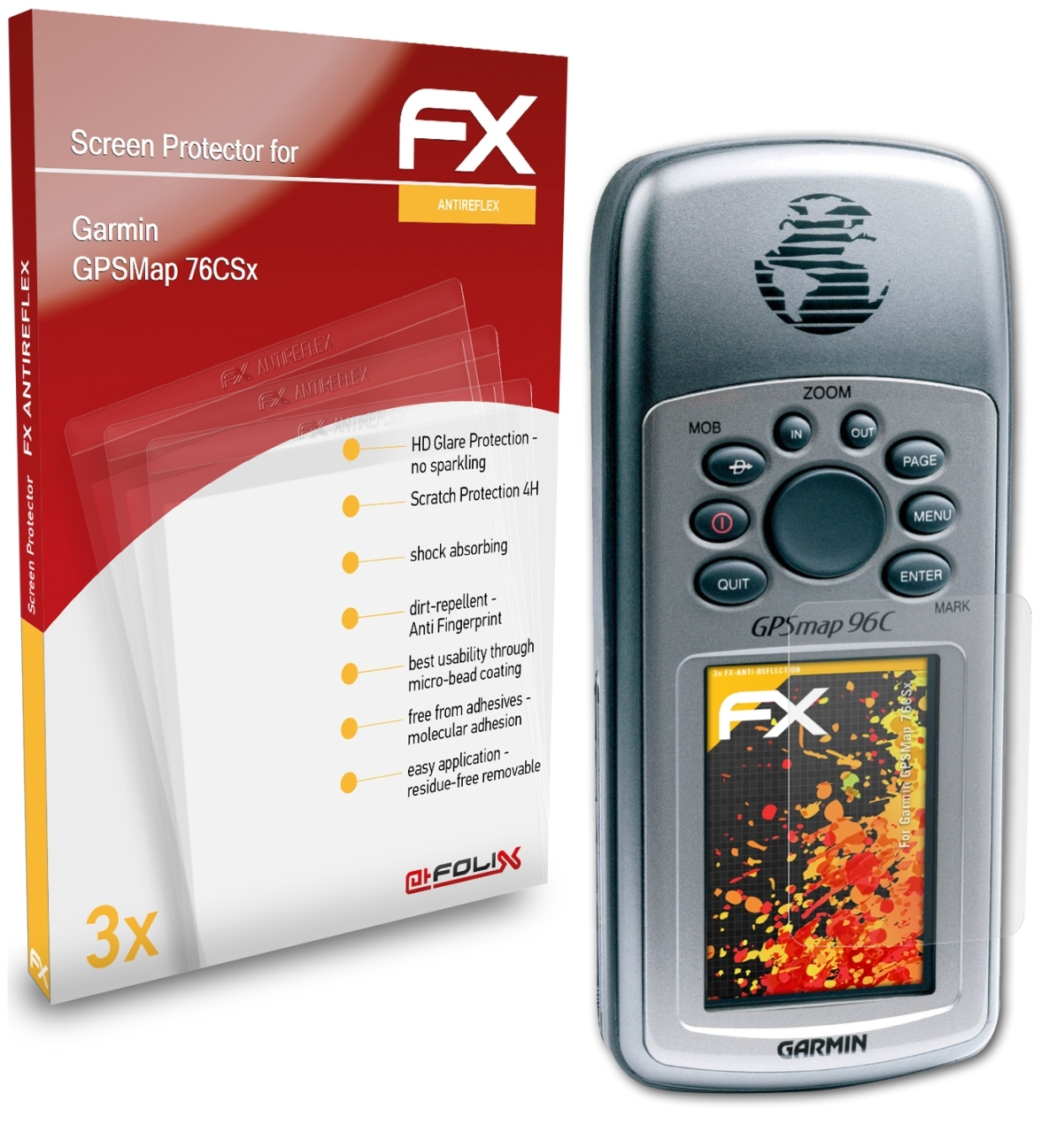 GPSMap ATFOLIX Garmin 3x 76CSx) Displayschutz(für FX-Antireflex