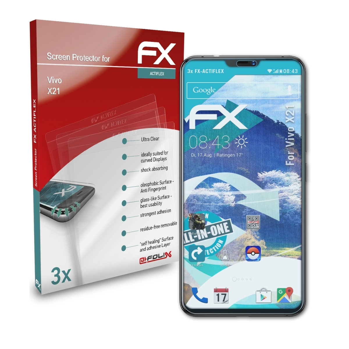 Vivo Displayschutz(für ATFOLIX X21) FX-ActiFleX 3x