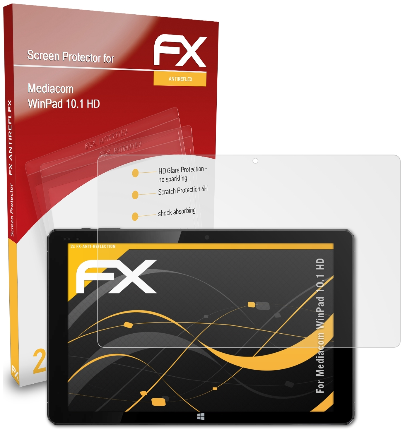 ATFOLIX 2x FX-Antireflex Displayschutz(für Mediacom HD) WinPad 10.1