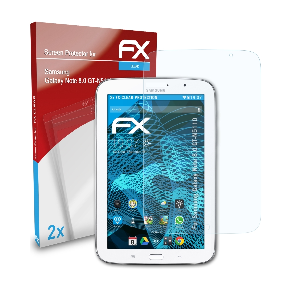 2x Displayschutz(für (GT-N5110)) 8.0 ATFOLIX FX-Clear Samsung Galaxy Note