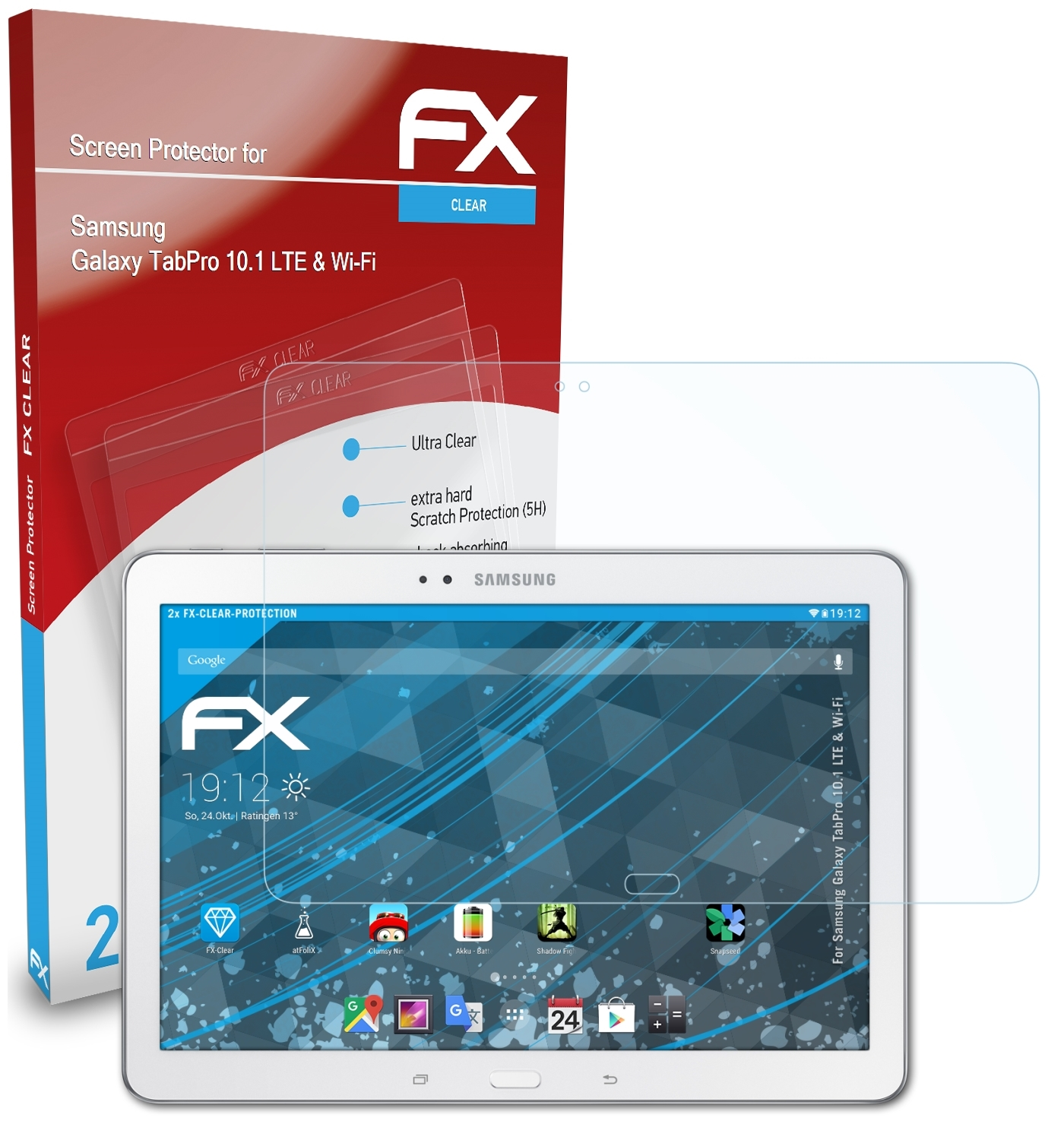 ATFOLIX 2x FX-Clear Displayschutz(für Samsung & (LTE Wi-Fi)) Galaxy 10.1 TabPro