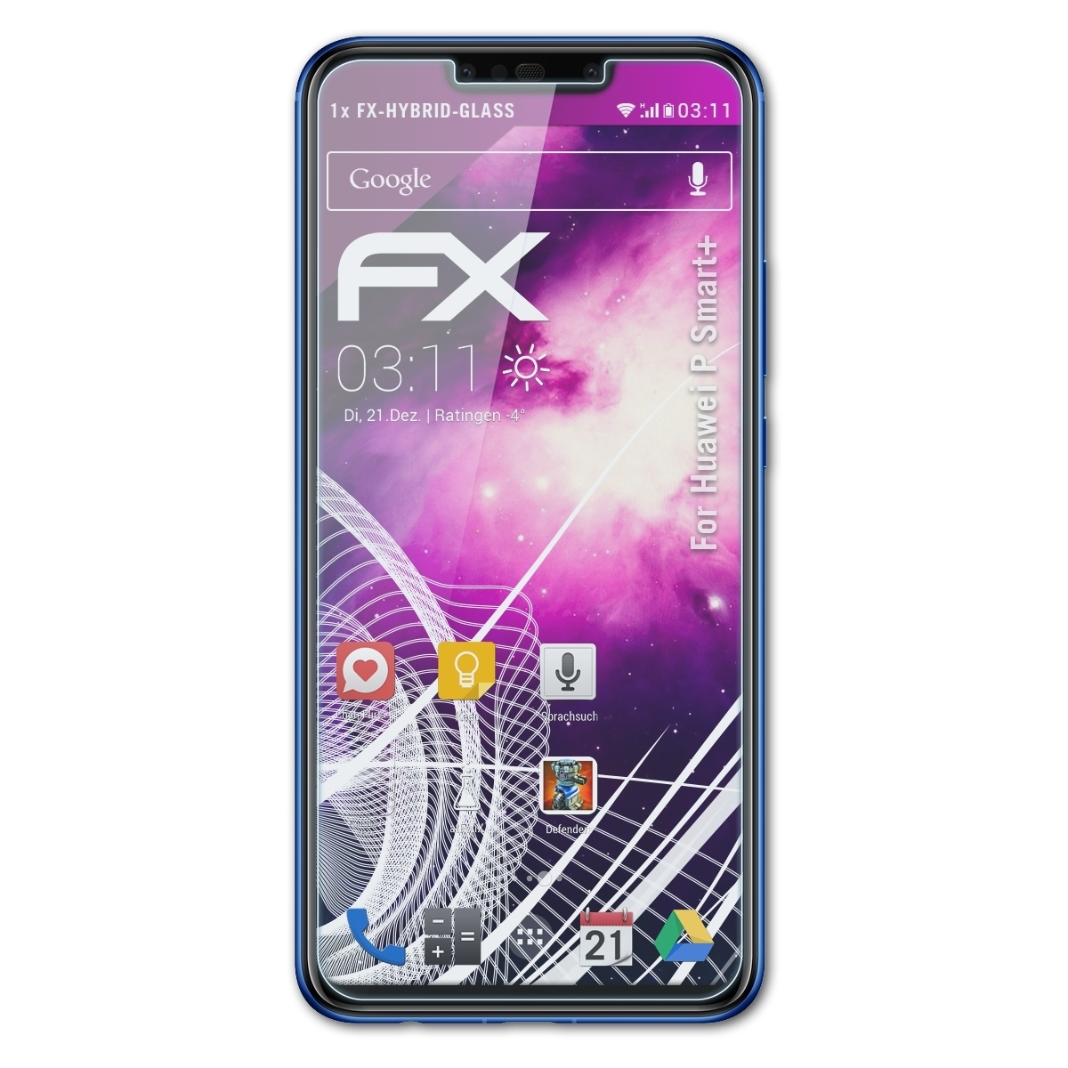 ATFOLIX FX-Hybrid-Glass Smart+) Huawei Schutzglas(für P