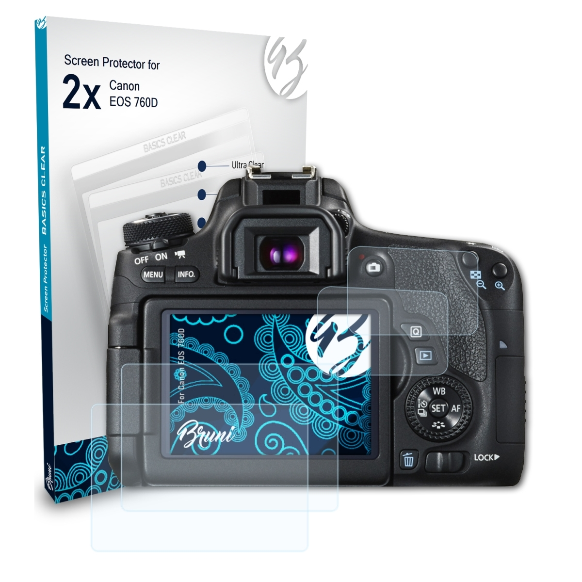 EOS 760D) BRUNI 2x Schutzfolie(für Canon Basics-Clear