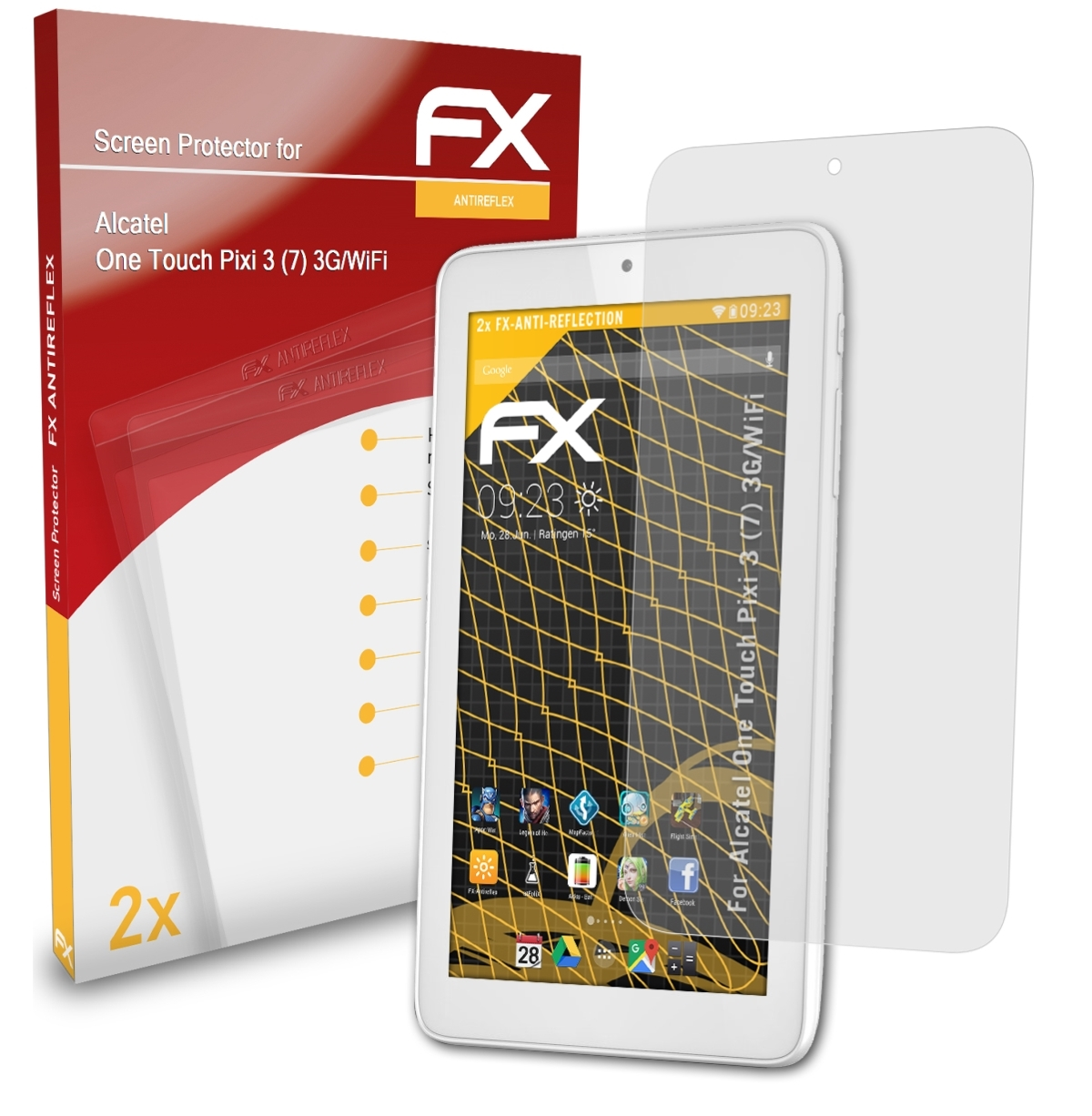 (7) Alcatel Pixi Touch FX-Antireflex 2x ATFOLIX 3 One (3G/WiFi)) Displayschutz(für
